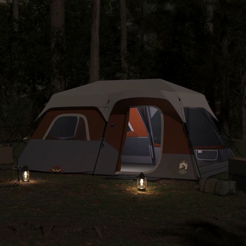 Sport si Outdoor - Camping - Corturi camping - Cort camping cu LED pentru 9 persoane, gri deschis/portocaliu - Infinity.ro