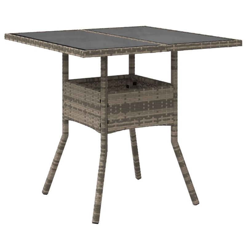 Casa si Gradina - Gradina si terasa - Mobilier exterior - Mese gradina - Masa de gradina cu blat din sticla, gri, 80x80x75 cm, poliratan - Infinity.ro