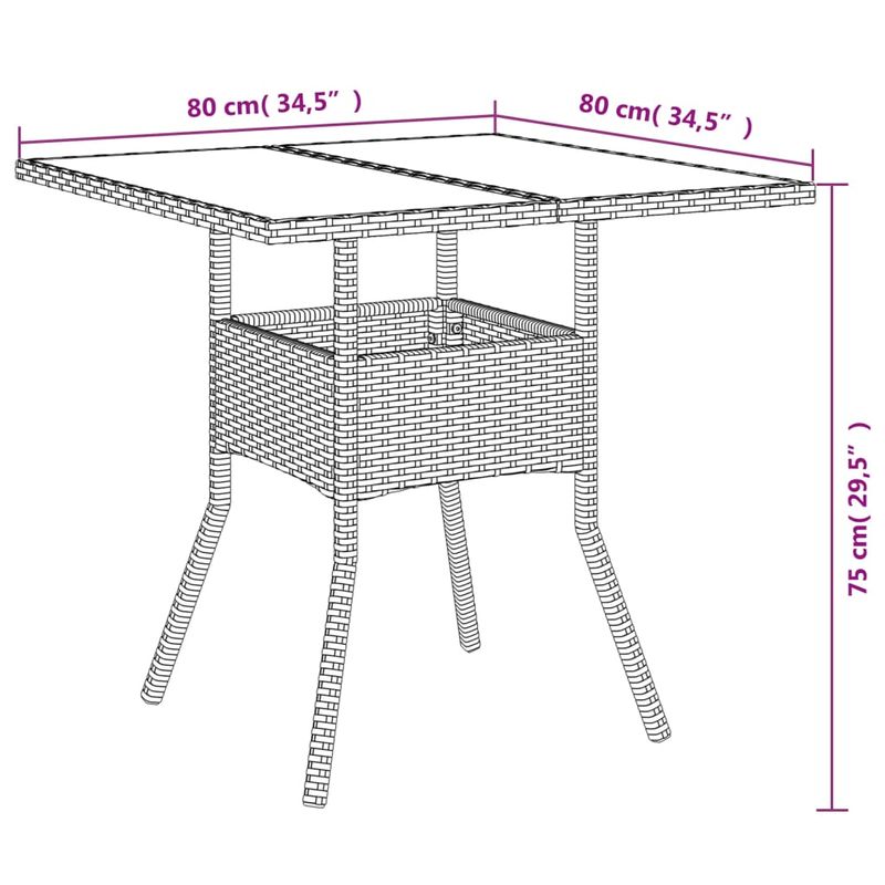 Casa si Gradina - Gradina si terasa - Mobilier exterior - Mese gradina - Masa de gradina cu blat din sticla, gri, 80x80x75 cm, poliratan - Infinity.ro