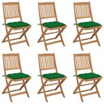 Casa si Gradina - Gradina si terasa - Mobilier exterior - Scaune si sezlonguri gradina - Scaune gradina pliabile cu perne, 6 buc., lemn masiv de acacia - Infinity.ro