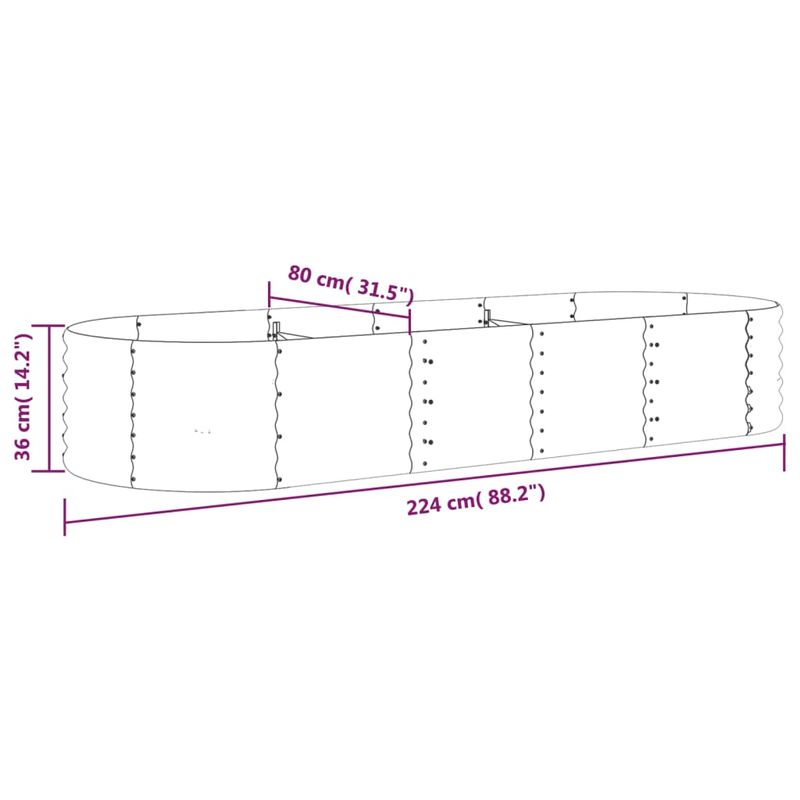 Casa si Gradina - Gradinarit si plante - Plante si ghivece - Ghivece si suporturi - Strat inaltat gradina 224x80x36 cm otel vopsit electrostatic, maro - Infinity.ro
