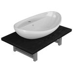 Casa si Gradina - Mobilier - Seturi de mobilier - Seturi baie - Set mobilier de baie, 2 piese, negru, ceramica, mărime 60 cm - Infinity.ro