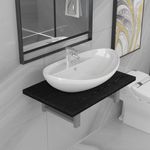 Casa si Gradina - Mobilier - Seturi de mobilier - Seturi baie - Set mobilier de baie, 2 piese, negru, ceramica, mărime 60 cm - Infinity.ro