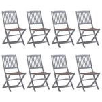 Casa si Gradina - Gradina si terasa - Mobilier exterior - Scaune si sezlonguri gradina - Scaune pliabile de exterior cu perne, 8 buc., lemn masiv acacia - Infinity.ro