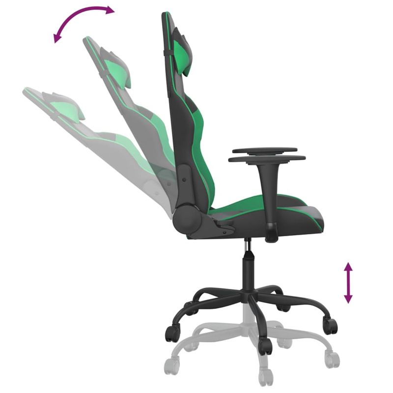 Casa si Gradina - Mobilier - Scaune si fotolii - Scaune - Scaun de gaming de masaj, negru si verde, piele ecologica - Infinity.ro