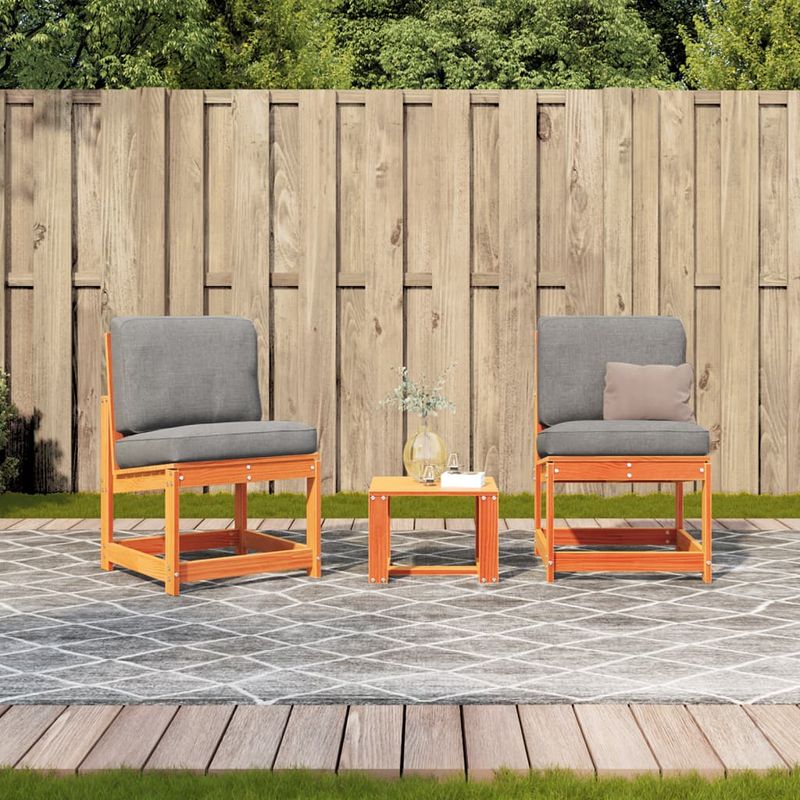Casa si Gradina - Gradina si terasa - Mobilier exterior - Scaune si sezlonguri gradina - Set mobilier gradina, 3 piese, maro ceruit, lemn masiv pin - Infinity.ro