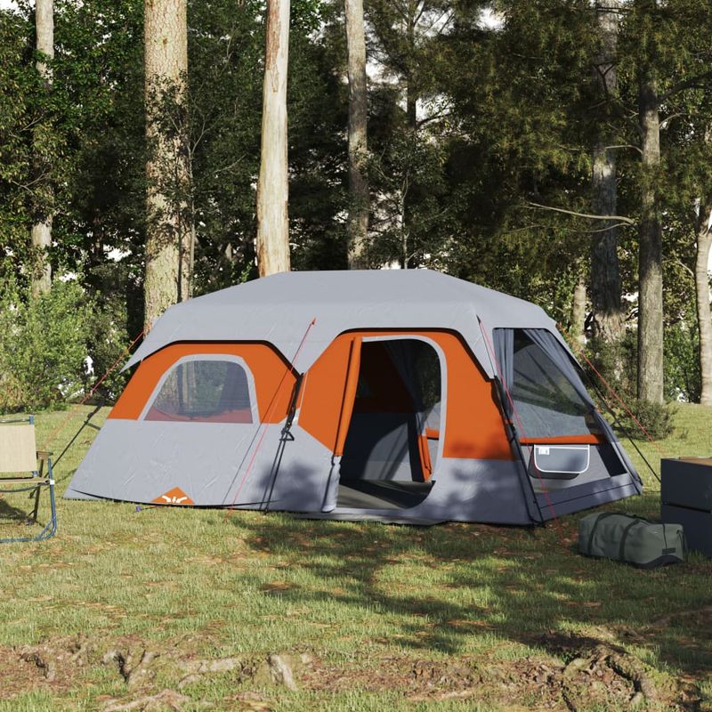 Sport si Outdoor - Camping - Corturi camping - Cort de camping pentru 9 persoane, gri/portocaliu, impermeabil - Infinity.ro