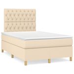 Casa si Gradina - Mobilier - Paturi si accesorii - Paturi - Pat cu arcuri, saltea si LED, crem, 120x190 cm, textil - Infinity.ro