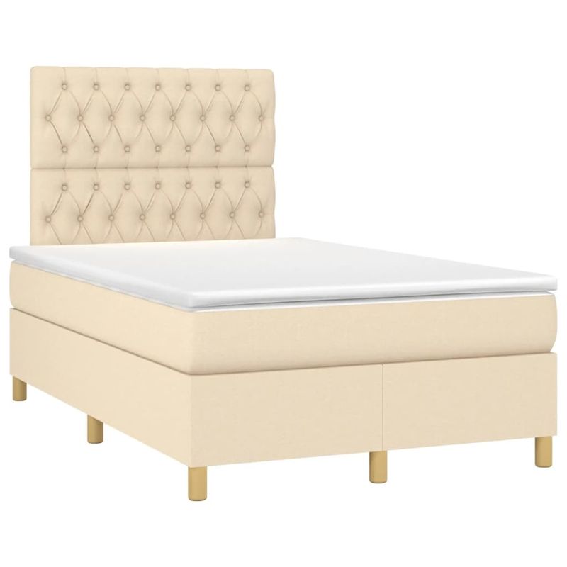 Casa si Gradina - Mobilier - Paturi si accesorii - Paturi - Pat cu arcuri, saltea si LED, crem, 120x190 cm, textil - Infinity.ro