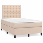 Casa si Gradina - Mobilier - Paturi si accesorii - Paturi - Pat cu arcuri, cu saltea si LED cappuccino 120x190 cm piele eco - Infinity.ro