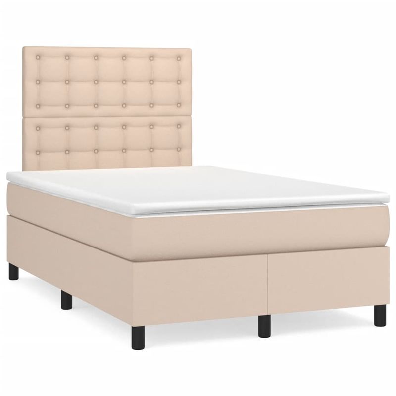 Casa si Gradina - Mobilier - Paturi si accesorii - Paturi - Pat cu arcuri, cu saltea si LED cappuccino 120x190 cm piele eco - Infinity.ro