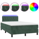 Casa si Gradina - Mobilier - Paturi si accesorii - Paturi - Pat cu arcuri, saltea si LED, verde inchis, 120x190 cm, catifea - Infinity.ro
