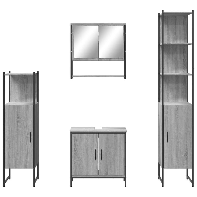 Casa si Gradina - Mobilier - Seturi de mobilier - Seturi baie - Set mobilier de baie, 4 piese, gri sonoma, lemn prelucrat - Infinity.ro