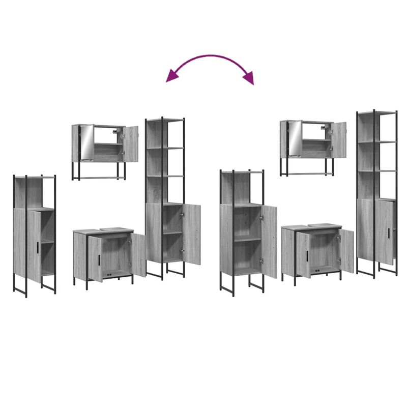 Casa si Gradina - Mobilier - Seturi de mobilier - Seturi baie - Set mobilier de baie, 4 piese, gri sonoma, lemn prelucrat - Infinity.ro