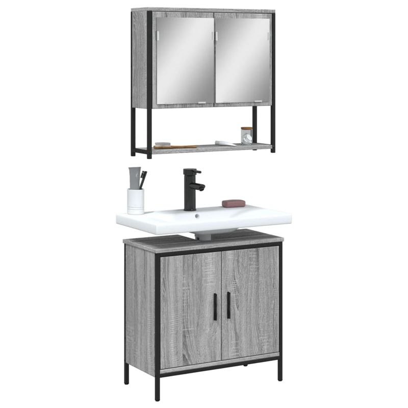 Casa si Gradina - Mobilier - Seturi de mobilier - Seturi baie - Set mobilier de baie, 2 piese, gri sonoma, lemn prelucrat - Infinity.ro