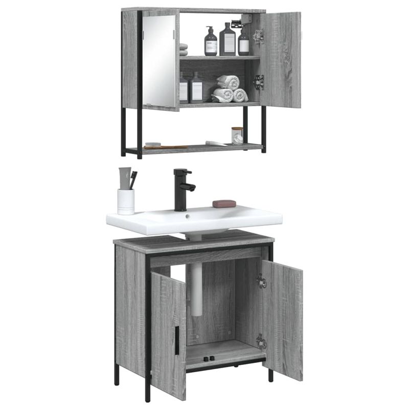 Casa si Gradina - Mobilier - Seturi de mobilier - Seturi baie - Set mobilier de baie, 2 piese, gri sonoma, lemn prelucrat - Infinity.ro