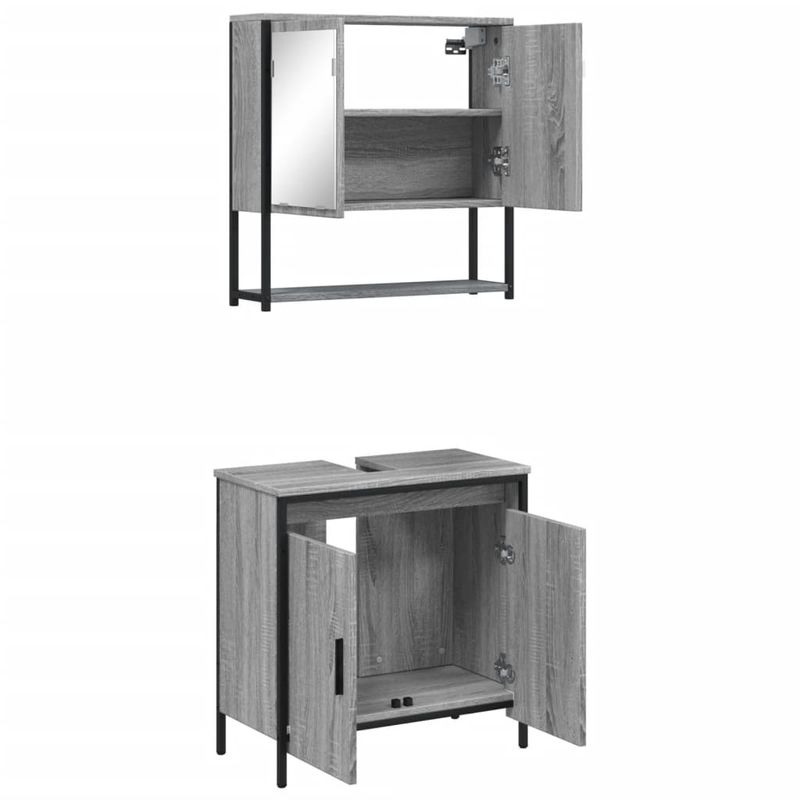 Casa si Gradina - Mobilier - Seturi de mobilier - Seturi baie - Set mobilier de baie, 2 piese, gri sonoma, lemn prelucrat - Infinity.ro