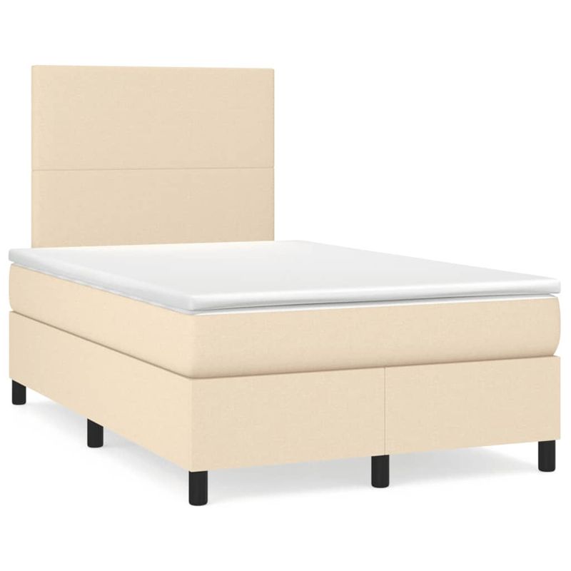 Casa si Gradina - Mobilier - Paturi si accesorii - Paturi - Pat cu arcuri, saltea si LED, crem, 120x190 cm, textil - Infinity.ro
