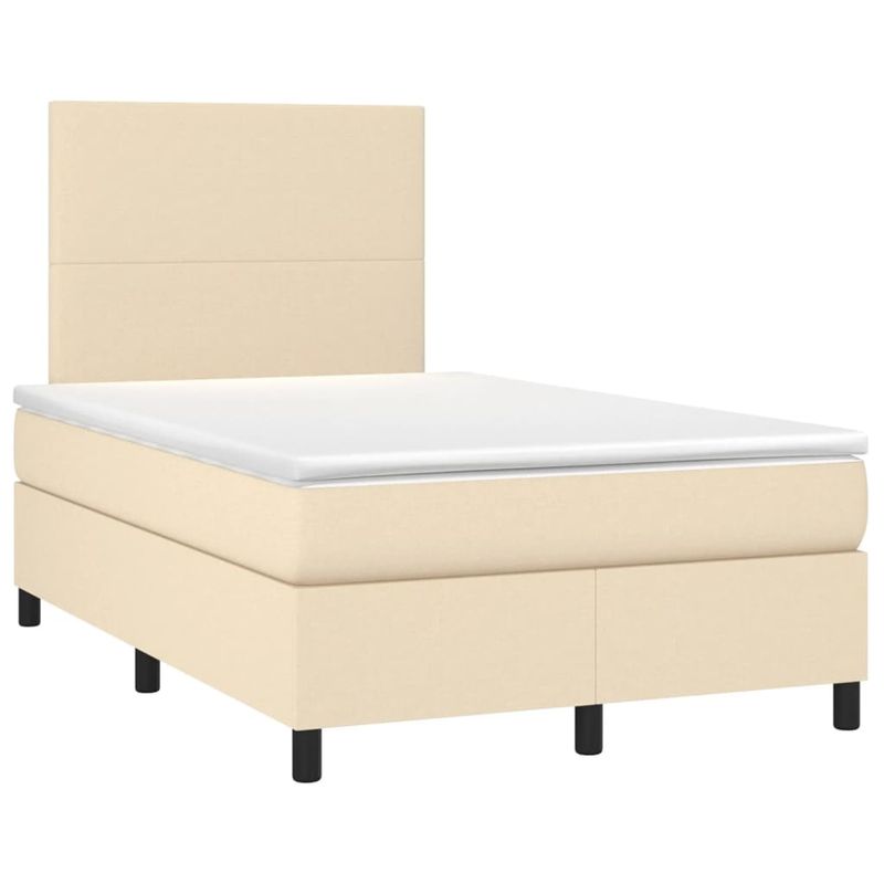 Casa si Gradina - Mobilier - Paturi si accesorii - Paturi - Pat cu arcuri, saltea si LED, crem, 120x190 cm, textil - Infinity.ro