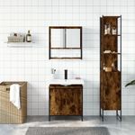 Casa si Gradina - Mobilier - Seturi de mobilier - Seturi baie - Set mobilier de baie, 3 piese, stejar fumuriu, lemn prelucrat - Infinity.ro