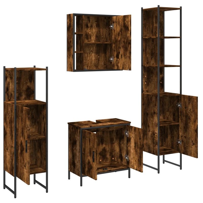 Casa si Gradina - Mobilier - Seturi de mobilier - Seturi baie - Set dulapuri de baie, 4 piese, stejar afumat, lemn prelucrat - Infinity.ro