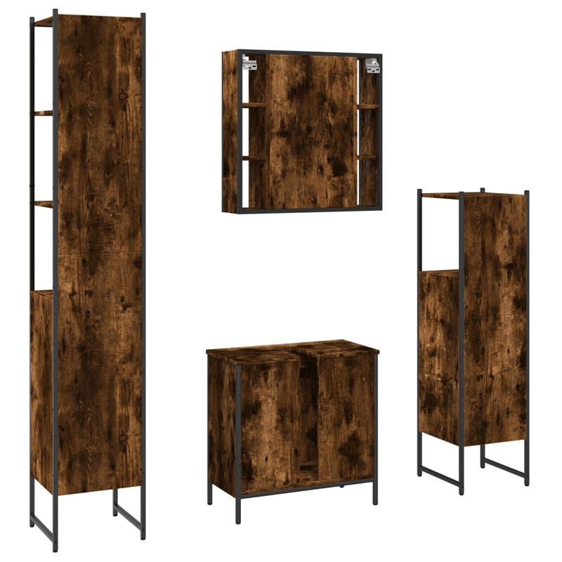 Casa si Gradina - Mobilier - Seturi de mobilier - Seturi baie - Set dulapuri de baie, 4 piese, stejar afumat, lemn prelucrat - Infinity.ro