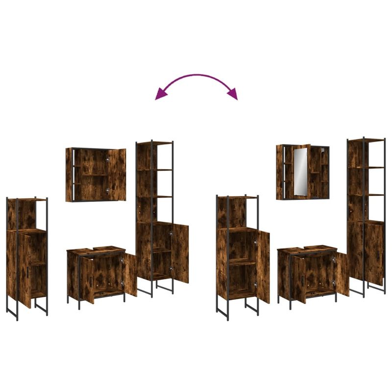 Casa si Gradina - Mobilier - Seturi de mobilier - Seturi baie - Set dulapuri de baie, 4 piese, stejar afumat, lemn prelucrat - Infinity.ro