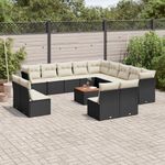 Casa si Gradina - Gradina si terasa - Mobilier exterior - Seturi mobila gradina - Set mobilier de gradina cu perne, 14 piese, negru, poliratan - Infinity.ro