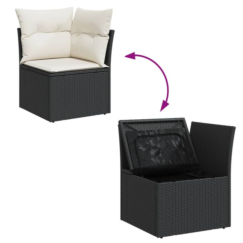 Casa si Gradina - Gradina si terasa - Mobilier exterior - Seturi mobila gradina - Set mobilier de gradina cu perne, 14 piese, negru, poliratan - Infinity.ro