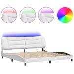 Casa si Gradina - Mobilier - Paturi si accesorii - Paturi - Cadru de pat cu lumini LED, alb, 200x200 cm, piele ecologica - Infinity.ro