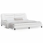 Casa si Gradina - Mobilier - Paturi si accesorii - Paturi - Cadru de pat cu lumini LED, alb, 200x200 cm, piele ecologica - Infinity.ro