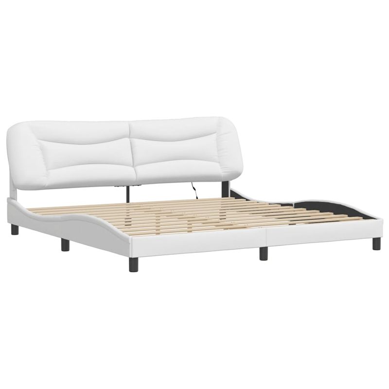 Casa si Gradina - Mobilier - Paturi si accesorii - Paturi - Cadru de pat cu lumini LED, alb, 200x200 cm, piele ecologica - Infinity.ro