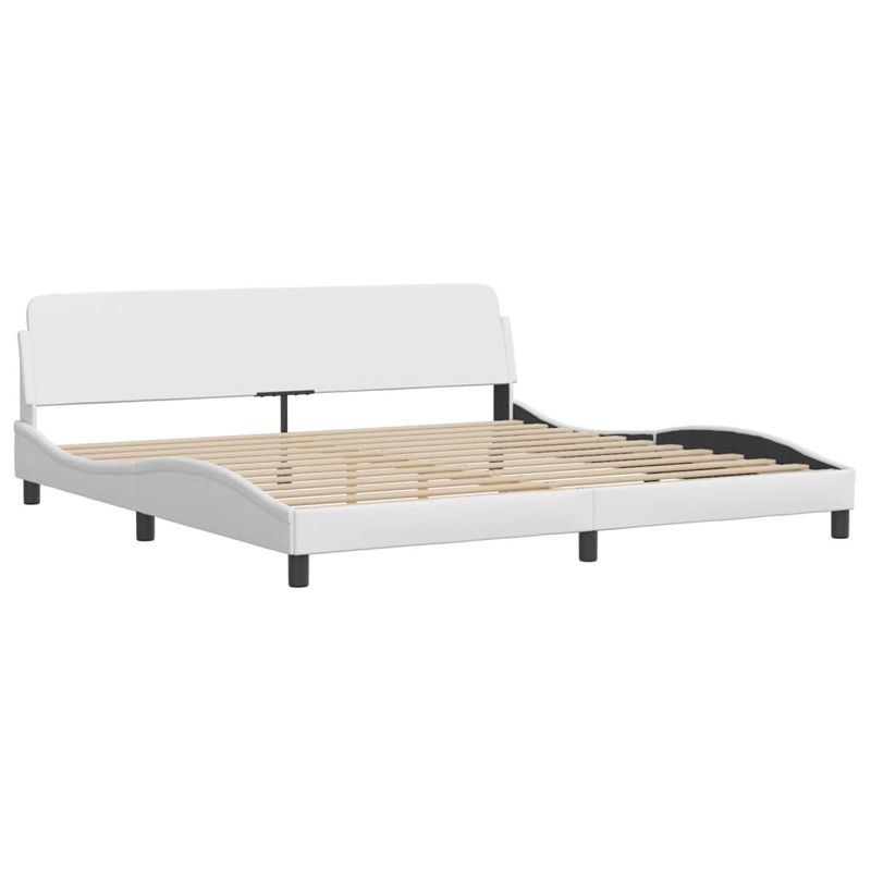 Casa si Gradina - Mobilier - Paturi si accesorii - Paturi - Cadru de pat cu lumini LED, alb, 200x200 cm, piele ecologica - Infinity.ro