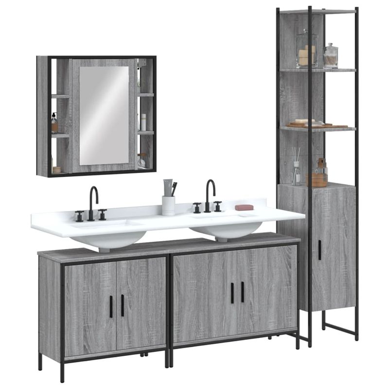 Casa si Gradina - Mobilier - Seturi de mobilier - Seturi baie - Set dulapuri de baie, 4 piese, gri sonoma, lemn prelucrat - Infinity.ro