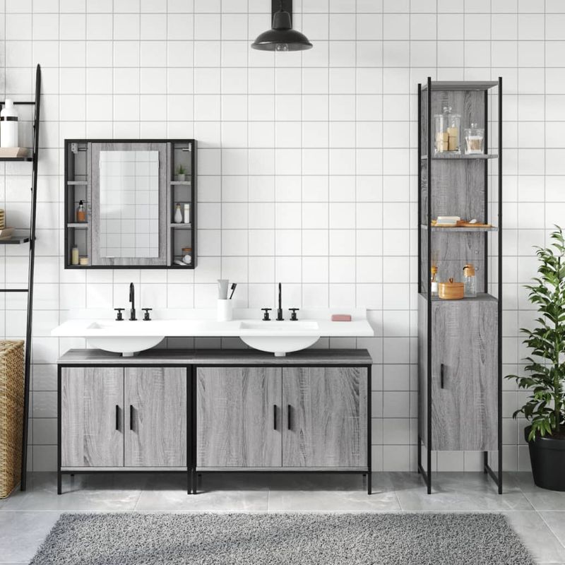 Casa si Gradina - Mobilier - Seturi de mobilier - Seturi baie - Set dulapuri de baie, 4 piese, gri sonoma, lemn prelucrat - Infinity.ro