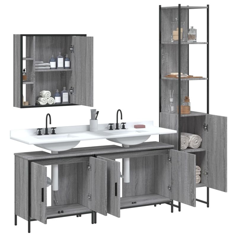 Casa si Gradina - Mobilier - Seturi de mobilier - Seturi baie - Set dulapuri de baie, 4 piese, gri sonoma, lemn prelucrat - Infinity.ro