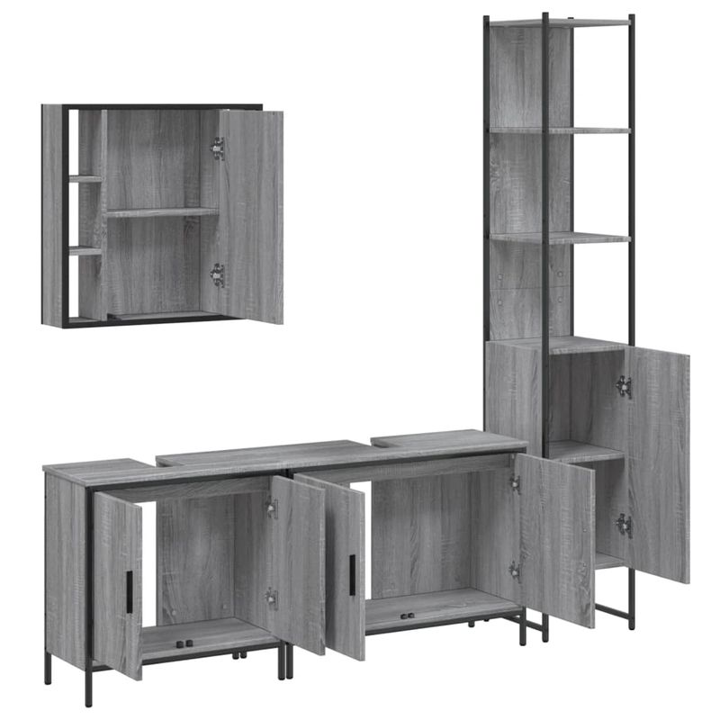 Casa si Gradina - Mobilier - Seturi de mobilier - Seturi baie - Set dulapuri de baie, 4 piese, gri sonoma, lemn prelucrat - Infinity.ro