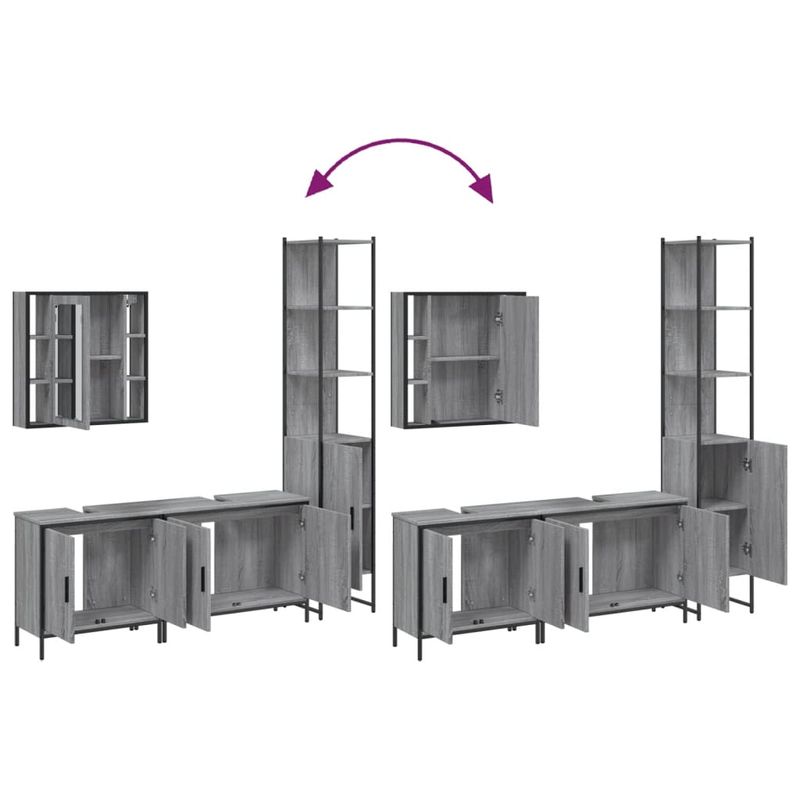 Casa si Gradina - Mobilier - Seturi de mobilier - Seturi baie - Set dulapuri de baie, 4 piese, gri sonoma, lemn prelucrat - Infinity.ro