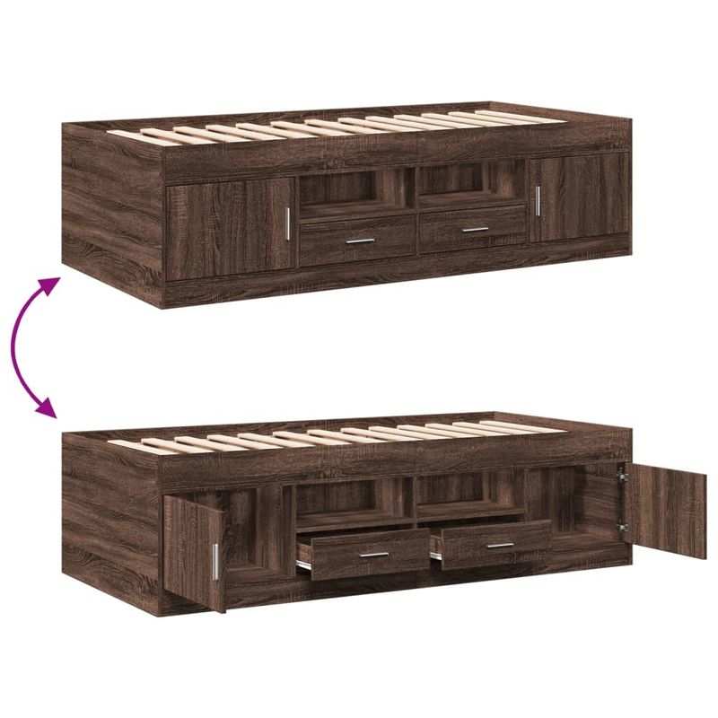 Casa si Gradina - Mobilier - Paturi si accesorii - Paturi - Cadru pat cu sertare stejar maro 100x200 cm lemn prelucrat - Infinity.ro