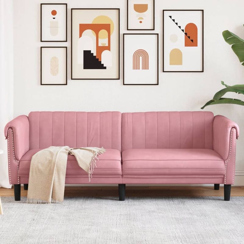 Casa si Gradina - Mobilier - Canapele si coltare - Canapele - Canapea cu 3 locuri, roz, catifea - Infinity.ro