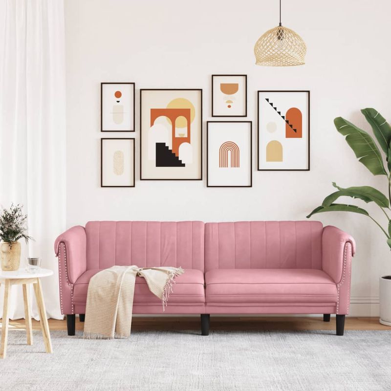 Casa si Gradina - Mobilier - Canapele si coltare - Canapele - Canapea cu 3 locuri, roz, catifea - Infinity.ro