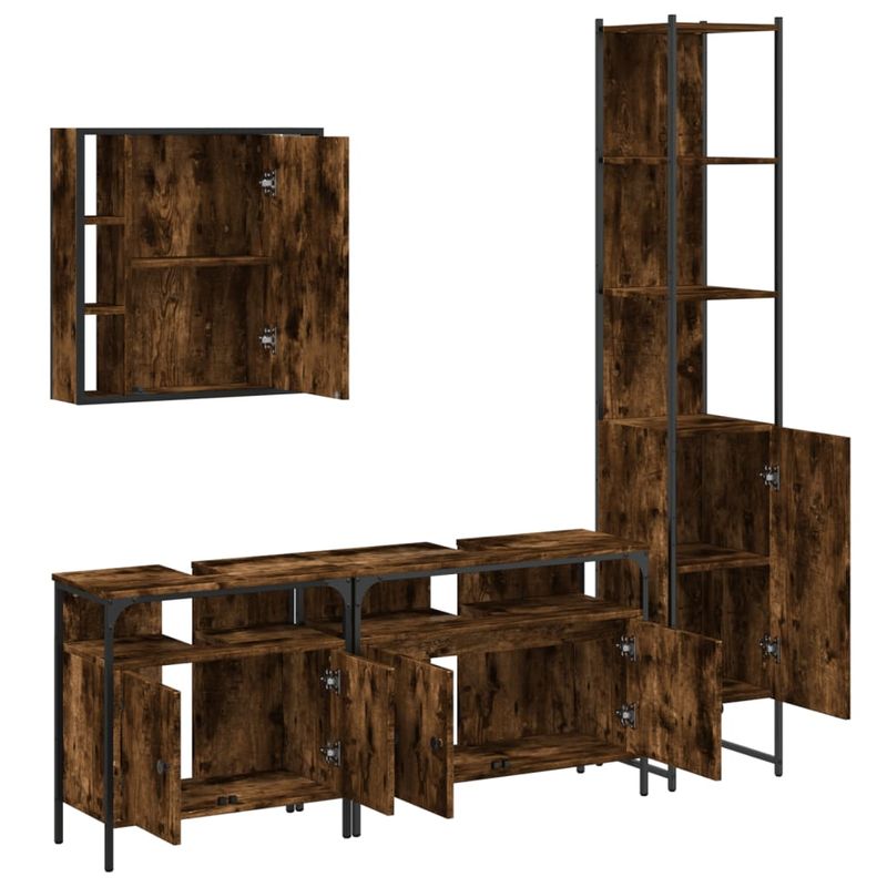 Casa si Gradina - Mobilier - Seturi de mobilier - Seturi baie - Set dulapuri de baie, 4 piese, stejar afumat, lemn prelucrat - Infinity.ro