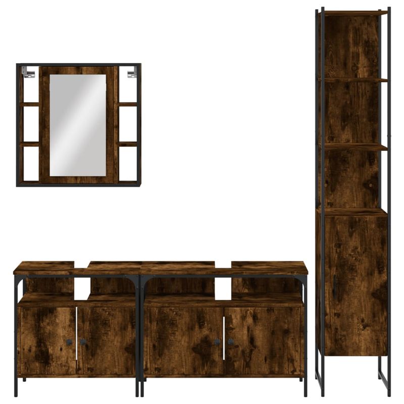 Casa si Gradina - Mobilier - Seturi de mobilier - Seturi baie - Set dulapuri de baie, 4 piese, stejar afumat, lemn prelucrat - Infinity.ro