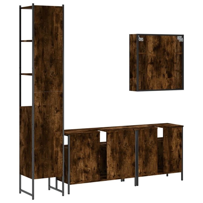 Casa si Gradina - Mobilier - Seturi de mobilier - Seturi baie - Set dulapuri de baie, 4 piese, stejar afumat, lemn prelucrat - Infinity.ro