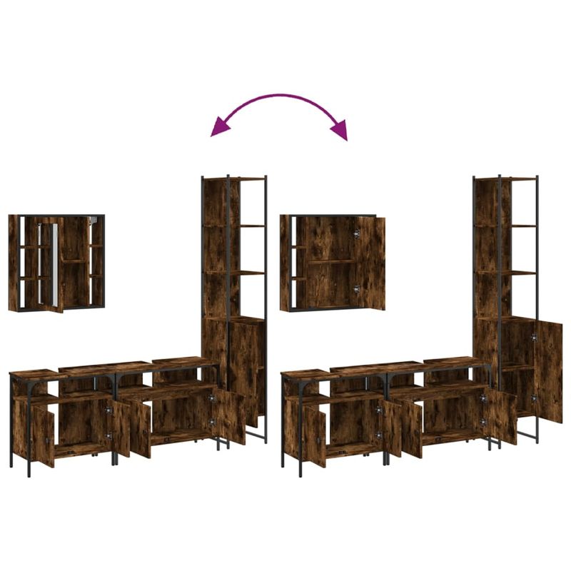 Casa si Gradina - Mobilier - Seturi de mobilier - Seturi baie - Set dulapuri de baie, 4 piese, stejar afumat, lemn prelucrat - Infinity.ro