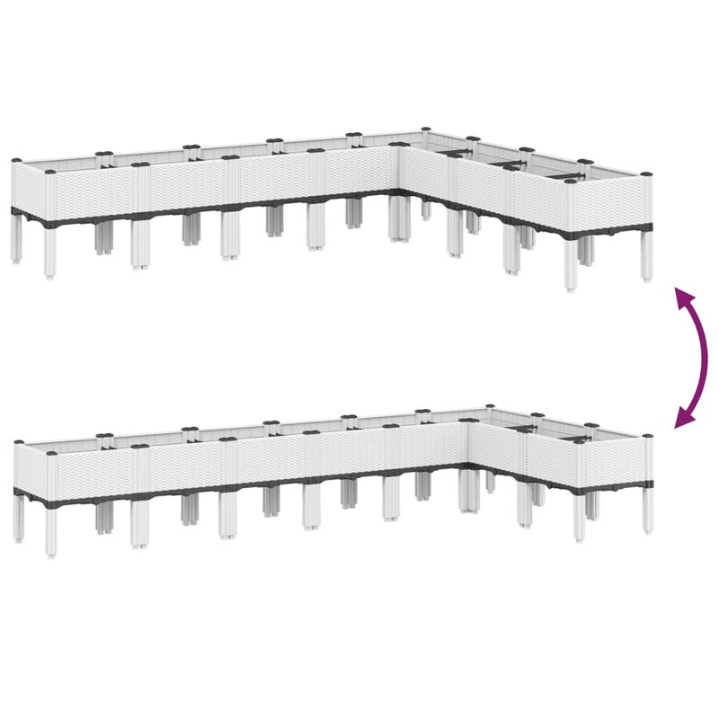 Casa si Gradina - Gradinarit si plante - Plante si ghivece - Ghivece si suporturi - Jardiniera de gradina cu picioare, alb, 200x160x42 cm, PP - Infinity.ro
