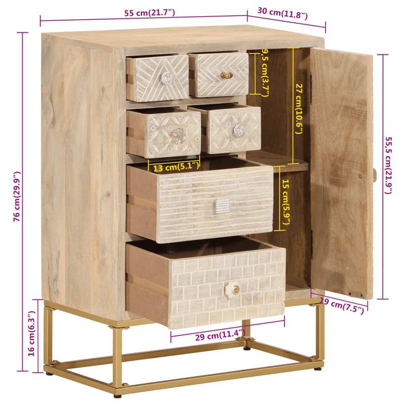 Casa si Gradina - Mobilier - Comode si corpuri - Comode - Servanta, neagra, 55x30x76 cm, lemn masiv de mango si fier - Infinity.ro