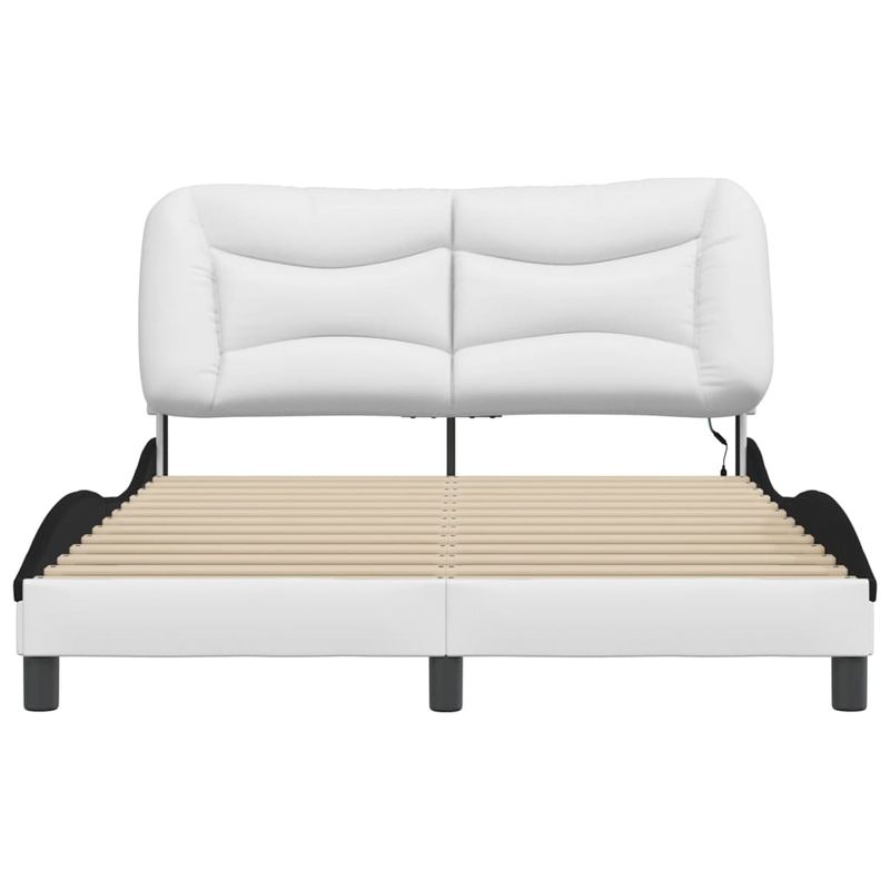 Casa si Gradina - Mobilier - Paturi si accesorii - Paturi - Cadru de pat cu LED, alb si negru, 140x200 cm, piele ecologica - Infinity.ro