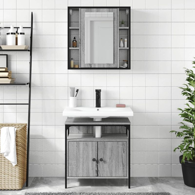 Casa si Gradina - Mobilier - Seturi de mobilier - Seturi baie - Set mobilier de baie, 2 piese, gri sonoma, lemn prelucrat - Infinity.ro