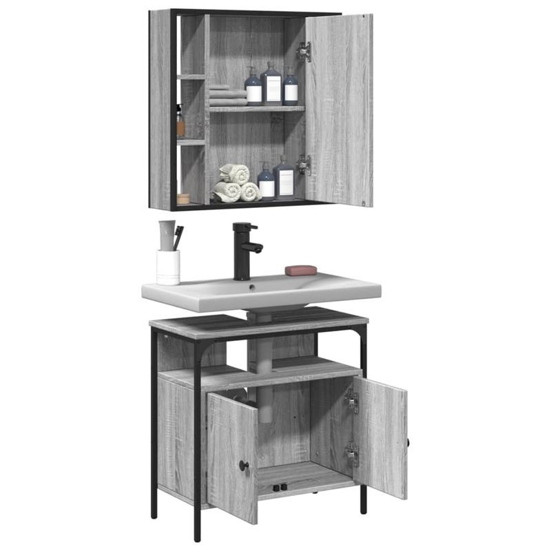 Casa si Gradina - Mobilier - Seturi de mobilier - Seturi baie - Set mobilier de baie, 2 piese, gri sonoma, lemn prelucrat - Infinity.ro